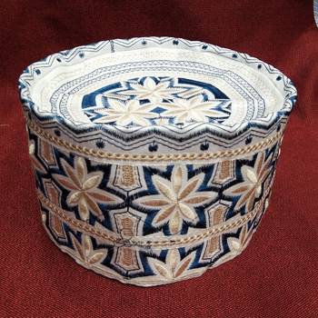 Blue and white embroidered islamic crow cap 1