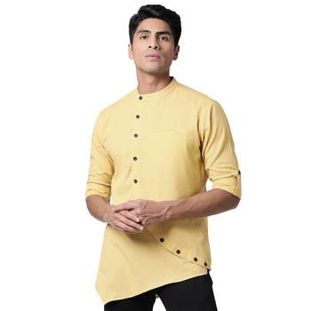 Svanik Yellow A-line Cut Men's Kurta 1