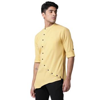 Svanik Yellow A-line Cut Men's Kurta 2