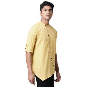 Svanik Yellow A-line Cut Men's Kurta 3