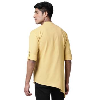 Svanik Yellow A-line Cut Men's Kurta 4
