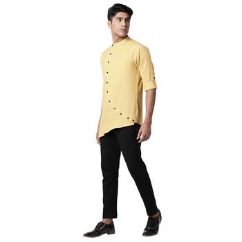 Svanik Yellow A-line Cut Men's Kurta 5
