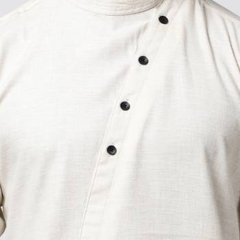 Svanik Cream Asymmetric Design Men's Kurta 5
