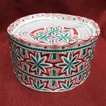 orange embroidered muslim prayer cap 1