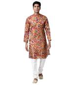 Svanik Multi-colored Floral Printed Men's Kurta
