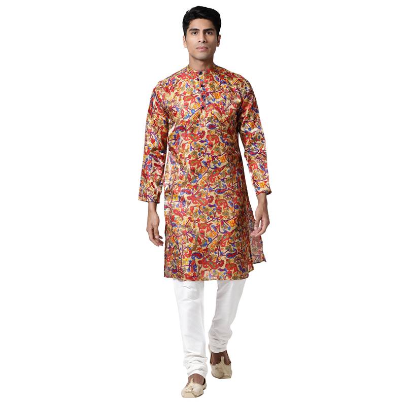 Svanik Multi-colored Floral Printed Men's Kurta