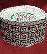 Green and Maroon embroidered islamic prayer cap