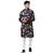 Svanik Navy Blue and Orange Floral Print Men's Knee Length Kurta