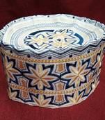 Blue and yellow embroidered islamic cap