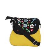 Yellow sling bag with embroidery
