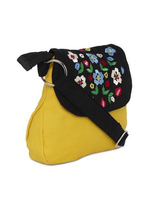Yellow sling bag with embroidery 2