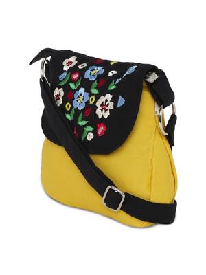 Yellow sling bag with embroidery 3