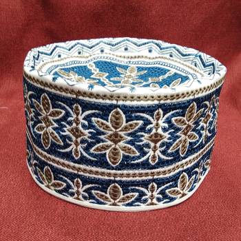 Teal embroidered muslim prayer cap 1