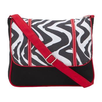 Black Canvas Sling with zig zag print 1