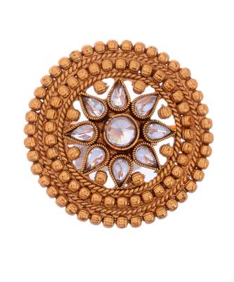 Gold With Kundan Designer Ring 2