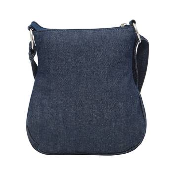 Blue denim women's sling bag with side embroidery 4