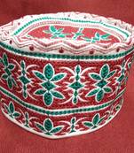 Red embroidered muslim prayer cap