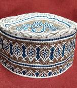Teal embroidered muslim islamic cap