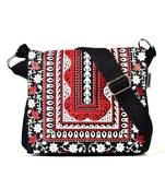 Pick Pocket red Aztec printed and embroidered  flap red canvas sling bag