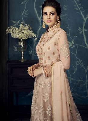 Baby-Pink Embroidered Georgette Salwar 3