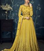 Yellow embroidered georgette salwar