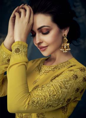 Yellow embroidered georgette salwar 3
