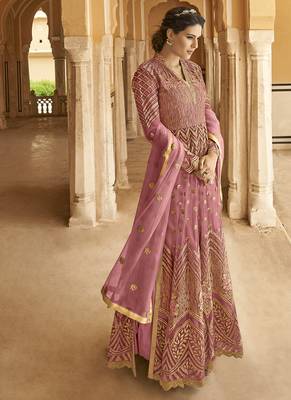 Pink Embroidered Net Salwar 1