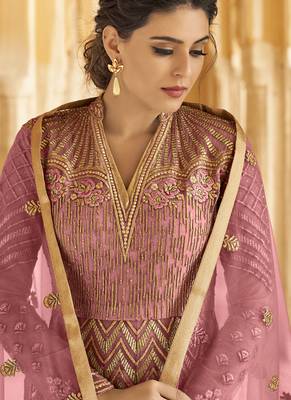 Pink Embroidered Net Salwar 4