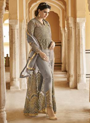 Grey Embroidered Net Salwar 2