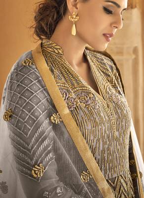 Grey Embroidered Net Salwar 3
