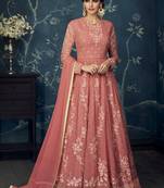 Dark-pink embroidered georgette salwar