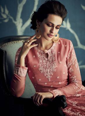 Dark-pink embroidered georgette salwar 3
