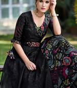 Black printed organza party-wear-kurtis
