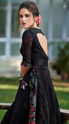Black printed organza party-wear-kurtis 3