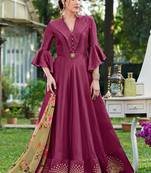 Purple plain silk silk-kurtis
