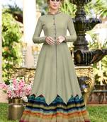 Grey printed silk party-wear-kurtis