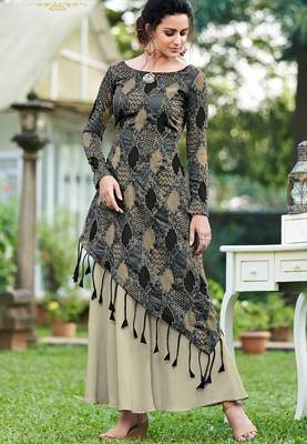 Black printed silk party-wear-kurtis 1
