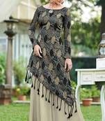 Black printed silk party-wear-kurtis