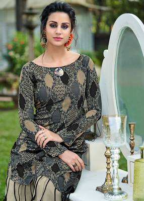 Black printed silk party-wear-kurtis 2