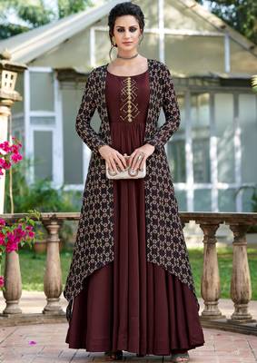 Brown printed cotton cotton-kurtis 1