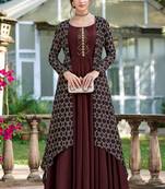 Brown printed cotton cotton-kurtis