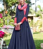 Blue plain georgette party-wear-kurtis