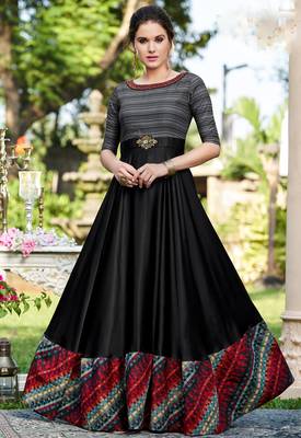 Black printed georgette party-wear-kurtis 1