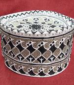 white and black embroidered muslim prayer cap