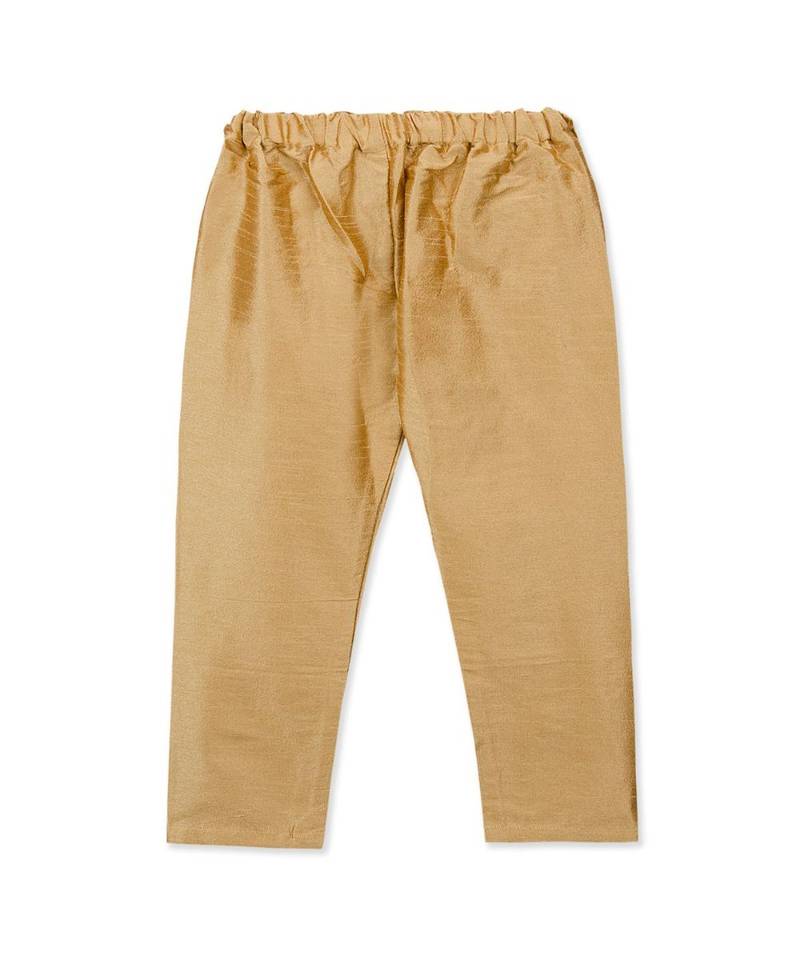 red printed art silk stitched boys kurta pyjama