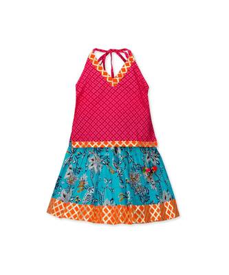 pink printed cotton stitched kids tops 1