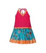 pink printed cotton stitched kids tops