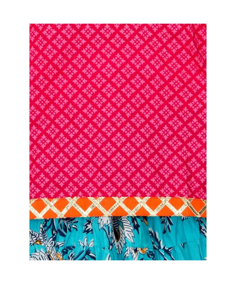 pink printed cotton stitched kids tops