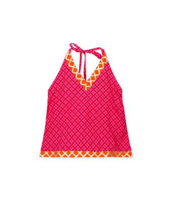 pink printed cotton stitched kids tops 4