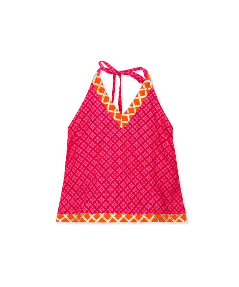 pink printed cotton stitched kids tops